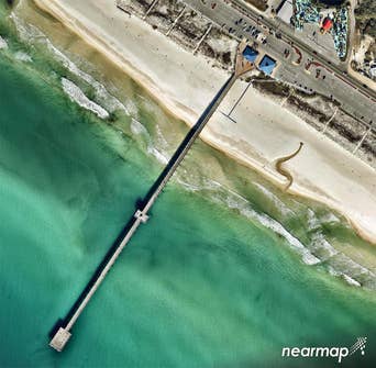 Better than satellite aerial photo of boardwalk on Panama City Beach, FL