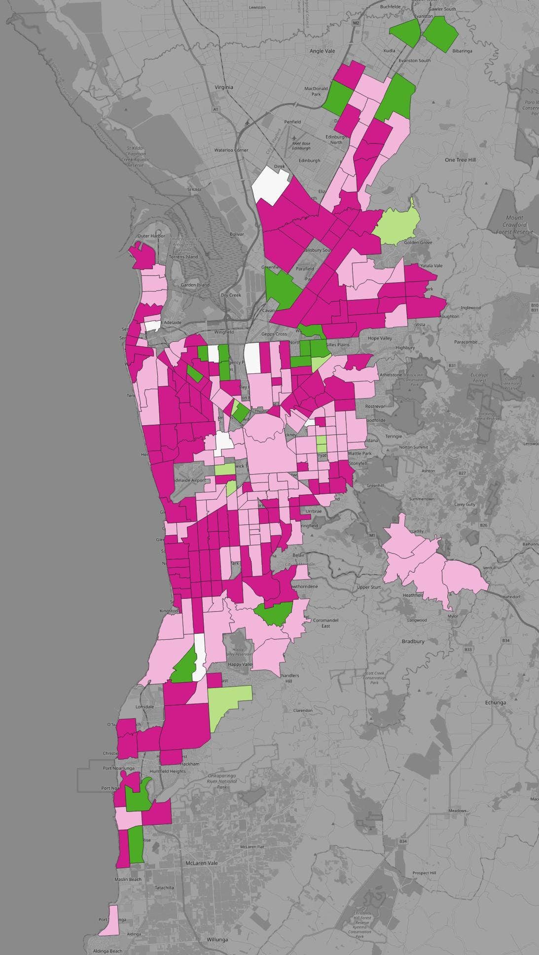 Adelaide suburbs tree canopy data and intelligence